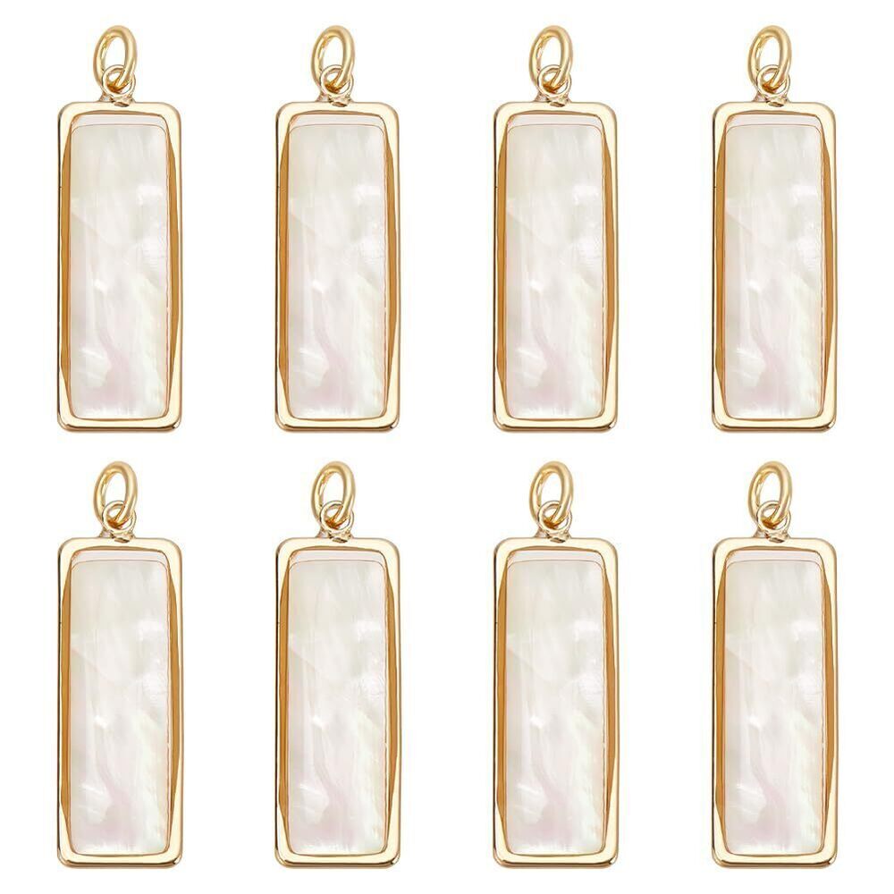 9800 8Pcs White Abalone Shell Charms Paua Shell Pendant Rectangle Charms